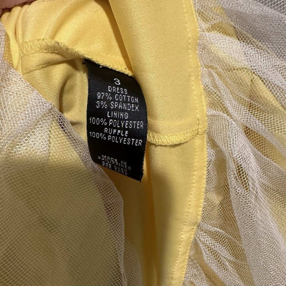 A Byer Dress Womens Size 3 Yellow Tennis Style Belt Ties in Back Midi - Picture 6 of 11